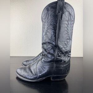 Nocona Black Lizard Leather Cowboy Boots Mens Size 10.5 E Style 10188746 USA
